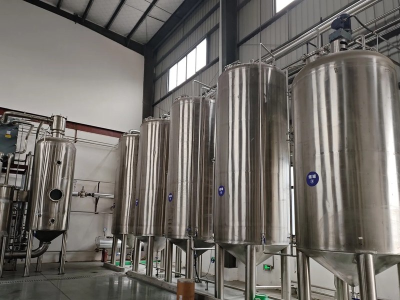 Stainless storage tanks at the production facility